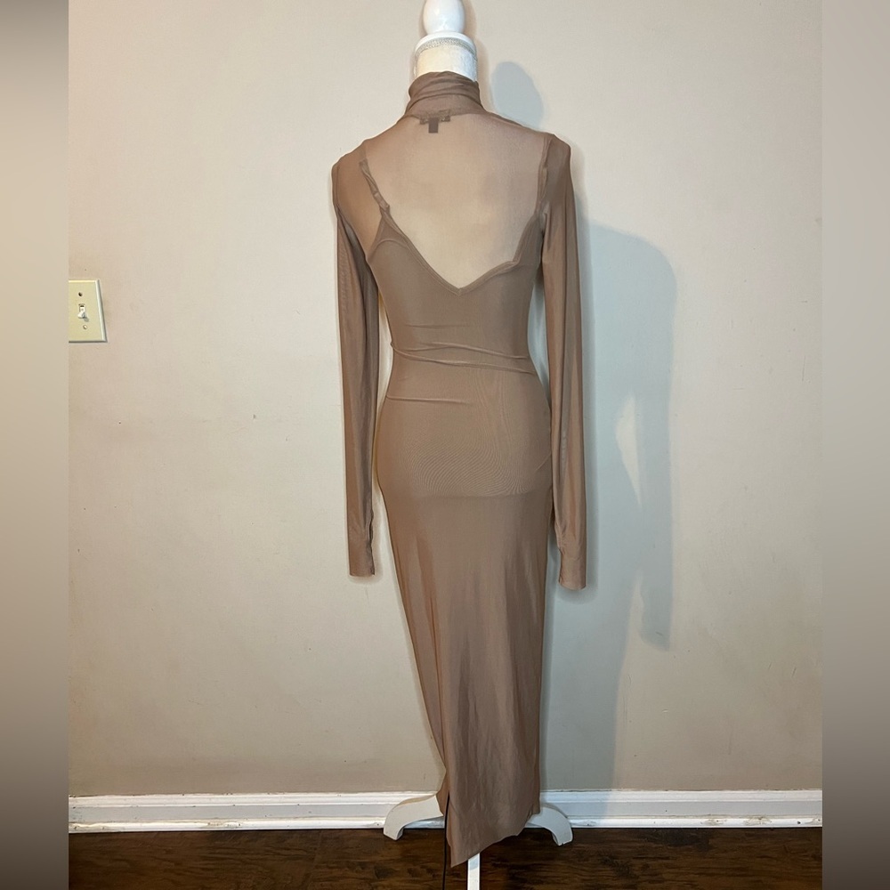 NWOT AFRM Tan Mock Neck Bodycon Dress - Picture 4 of 7